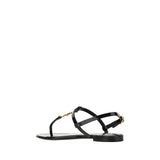 Saint Laurent Black Calf Leather Bos Taurus Flat Sandals