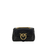 PINKO Black Calf Leather Bos Taurus Shoulder Bag