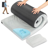 Outvita Sleeping Pad 3 inch Portable Camping Mat CertiPUR-US Memory Foam Camping Mattress Roll Up Floor Bed for Tent Cot Truck Car Outdoor Travel w/Portable Bag Pillow