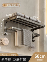 Bathroom Storage Rack - No Punching Space Aluminum Towel Holder