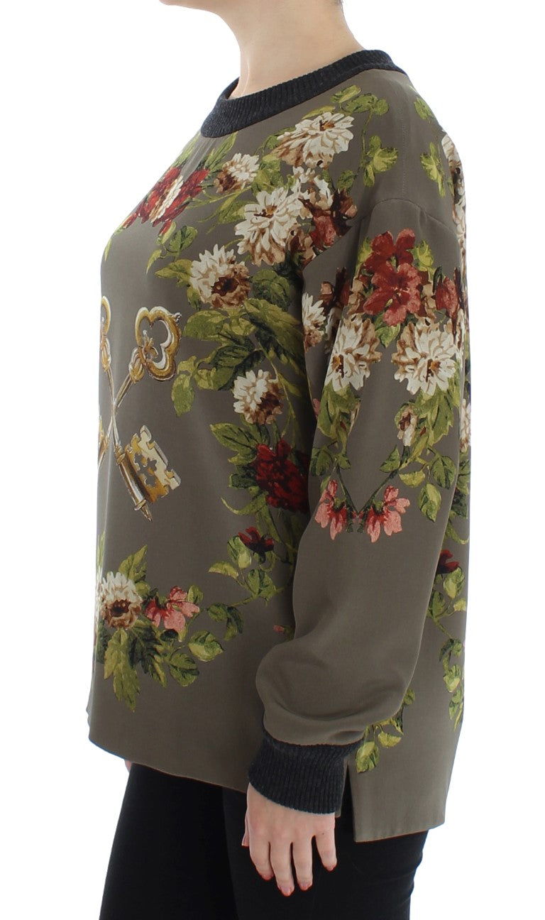 Dolce & Gabbana Enchanted Sicily Silk Crewneck Blouse