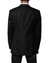 Dolce & Gabbana Dark Gray Stripe Wool Single Breasted Blazer