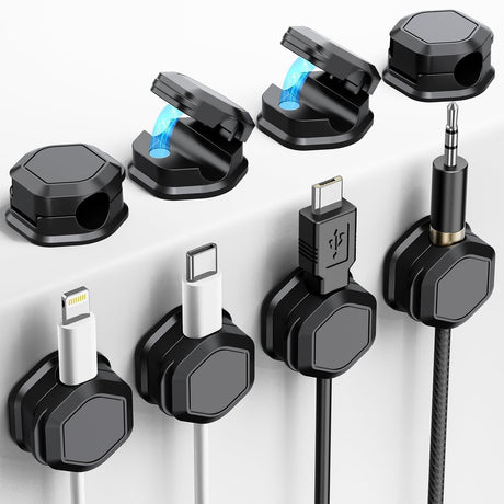 8 Pack Magnetic Cable Clips - Cord Holder for Nightstand - Cord Organizer for Desk- Cord Holder Magnetic Cord Organizer for Desk Nightstand Phone Charger Computer Home Office Car