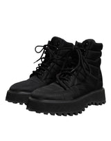 Dolce & Gabbana Black Padded Mid Calf Lace Up Boots Shoes