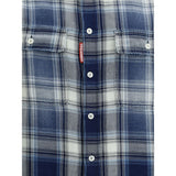 Dsquared² Blue Cotton Pattern Shirt