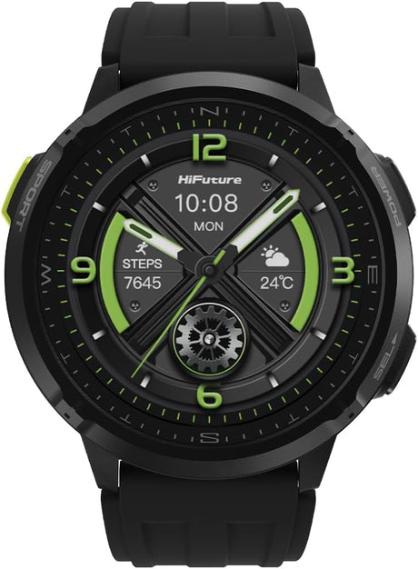 HiFuture MIX 3 Black Sport SmartWatch with AMOLED Always-On Display, Compass, 3 ATM