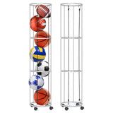Rolitwils Ball Storage Rack - Wall Mount Basketball Holder & Sports Ball Organizer for Garage Indoor Rooms Gyms and Outdoor Use