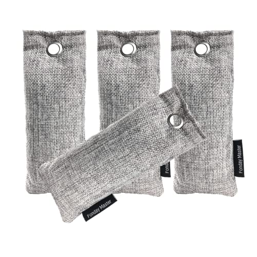 4 Packs Shoe Deodorizer Bags Fonday Bamboo Charcoal Odor Eliminator(75g each) Air Purifying Bags Odor Absorber for Gym Bag Car Pet Closet