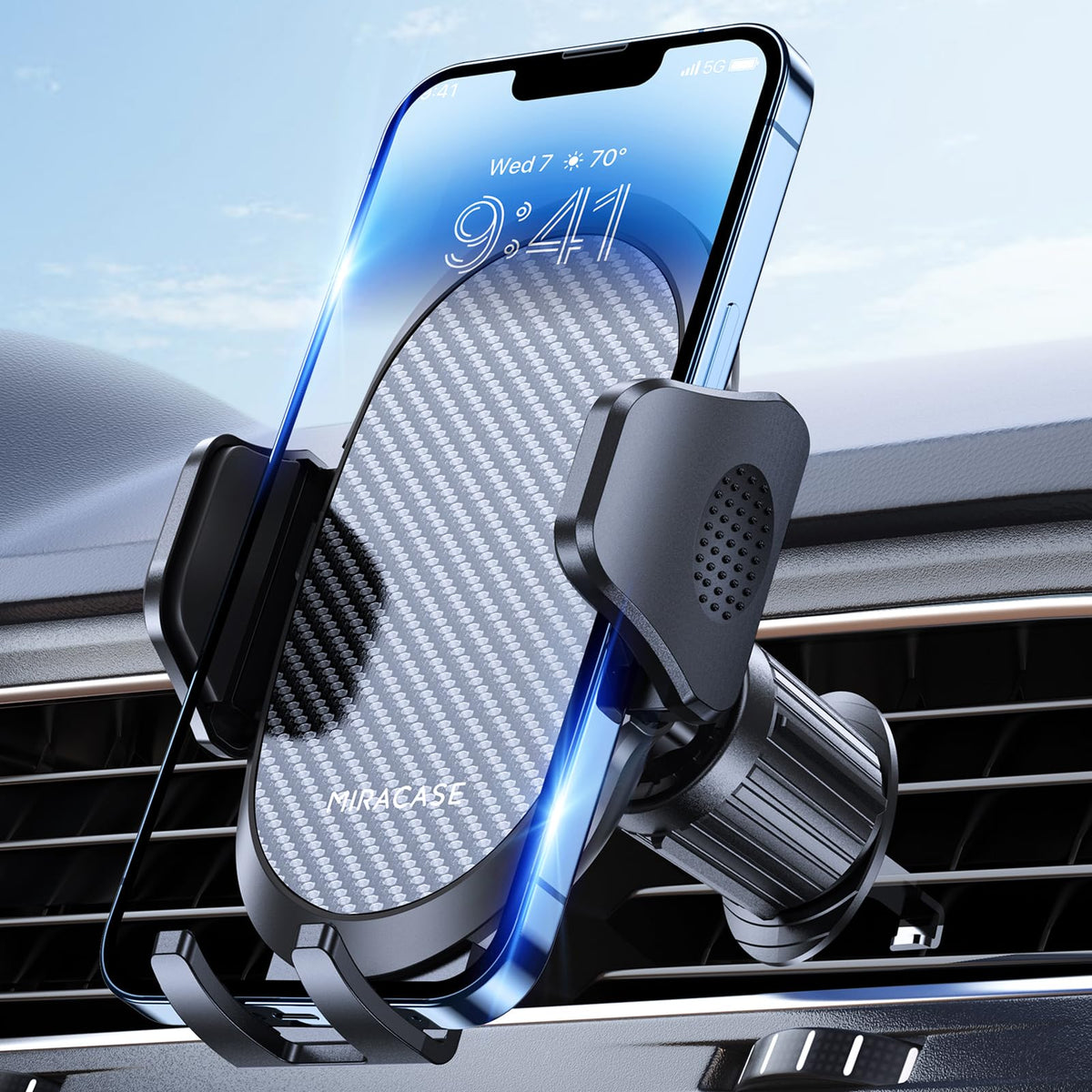 Miracase Phone Holders for Your Car with Metal Hook Clip Air Vent Cell Phone Car Mount Universal Automobile Cradle Fit for iPhone Android and All Smartphones Dark Black