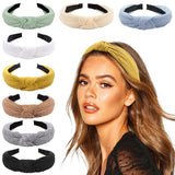 DRESHOW 8 Pack Boho Fashion Turban Headbands for Women Girls Knotted Headbands Ribbed Knitted Headbands Printed Vintage Plastic Hair Bands Hair Accessories
