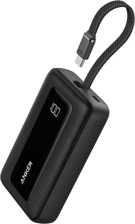 Anker Mobile Powerbank 10000 30W Built-In USB-C Cable Black