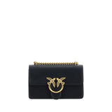 PINKO Black Calf Leather Bos Taurus Shoulder Bag
