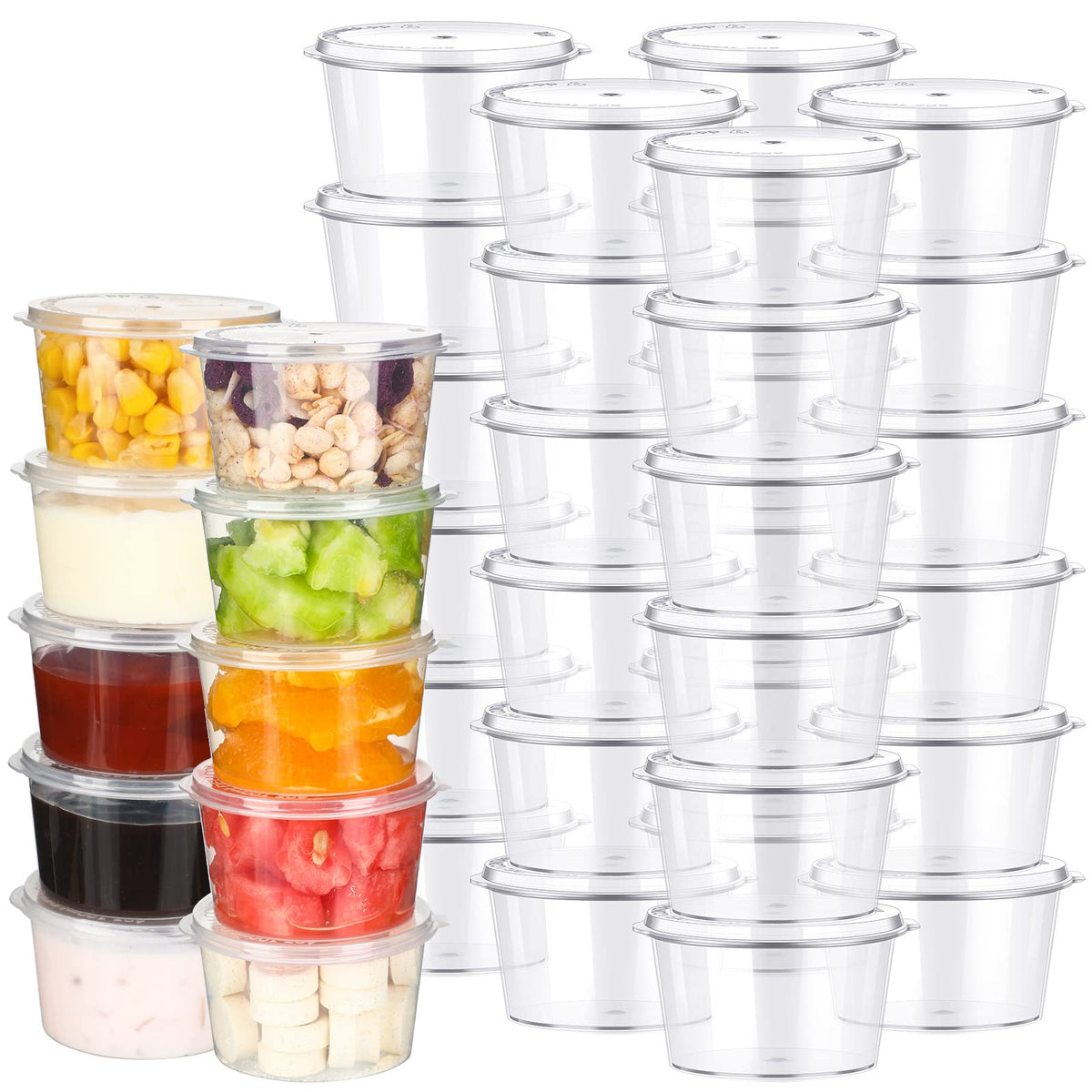 Didaey 100 Pcs Disposable Baby Food Freezer Storage Containers Plastic Food Storage Containers with Hinged Lids 4 oz Snack Containers Food Prep Containers Baby Puree Containers Stackable Leakproof