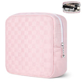 Likesing 5.3" Checkered Mini Makeup Bag Black Small Cosmetics Bag for Purse Portable Small Makeup Pouch with Zipper Travel Mini Toiletry Bag for Womens Girls