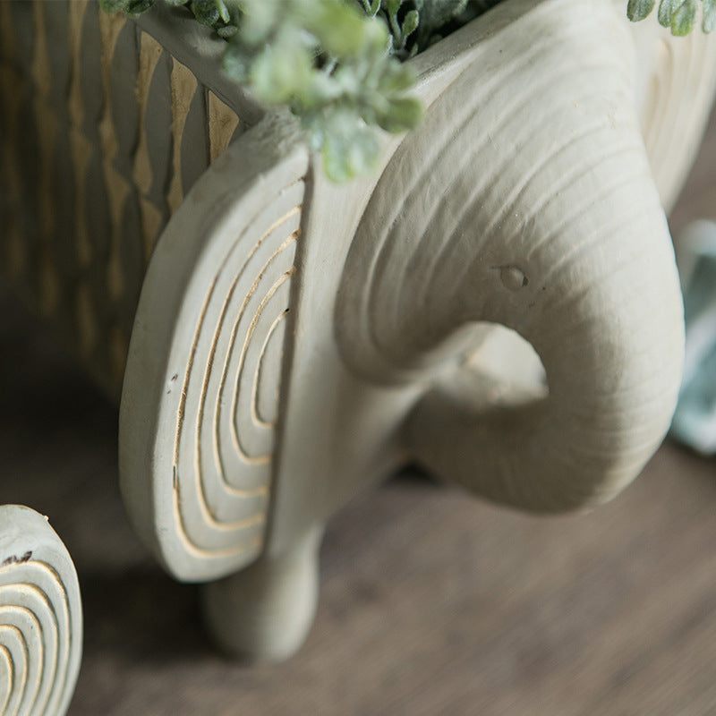 Abstract Elephant Planter in Cement for Garden Decor