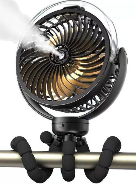 Rechargeable Octopus Spray Fan with Ambience Light for Outdoor Camping & Strollers