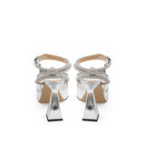 MACH & MACH Gray Leather Platform Sandals