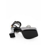 MACH & MACH Black Leather Stiletto Heel Sandals