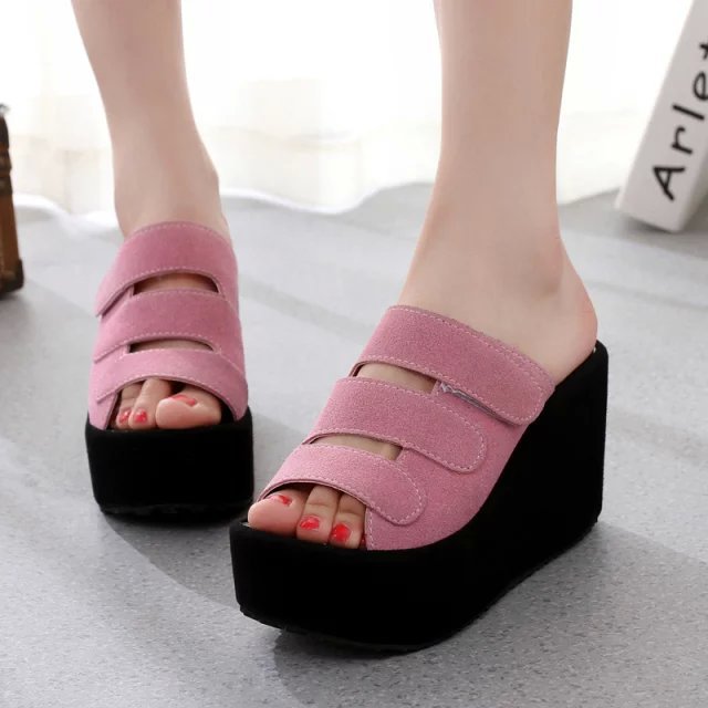 Women's Thick Sole Suede Slide Sandals