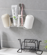 Wall-Mounted Toothbrush Holder with Cup Storage
