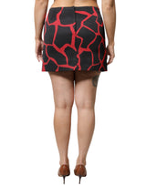 Dolce & Gabbana Black Red Abstract Mid Waist A-line Mini Skirt