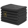 SOOWASH Waffle Camping Towel Microfiber Gym Towels for Showering Negative ions 6 Pack Quick Dry 16 inch x 27 inch Soft Odorless Gym Towels for Men & Women Swmming Towels for Body Hot Yoga Black