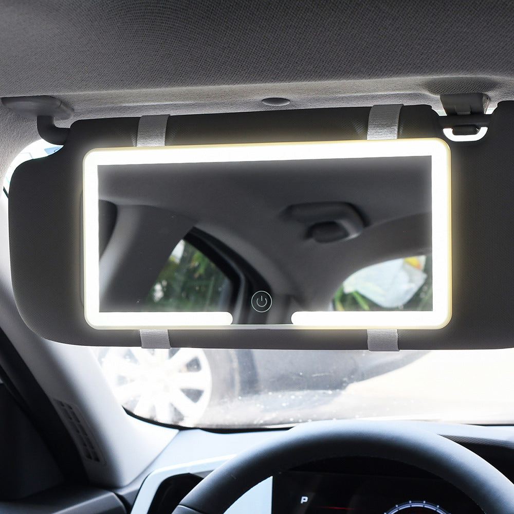 Car Sun Visor Makeup Mirror with Dimmable LED Light
