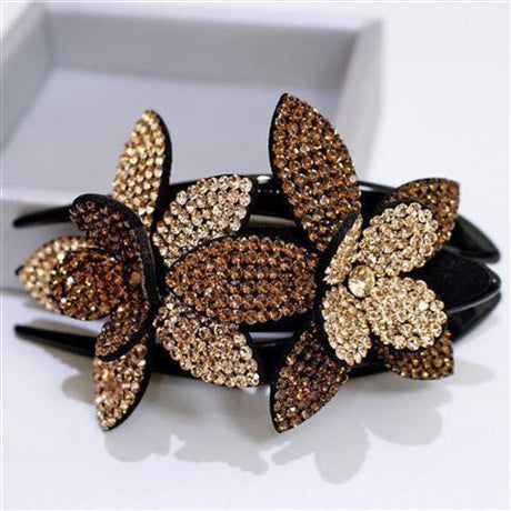 Floral Duckbill Hair Clip for Women with Rhinestones
