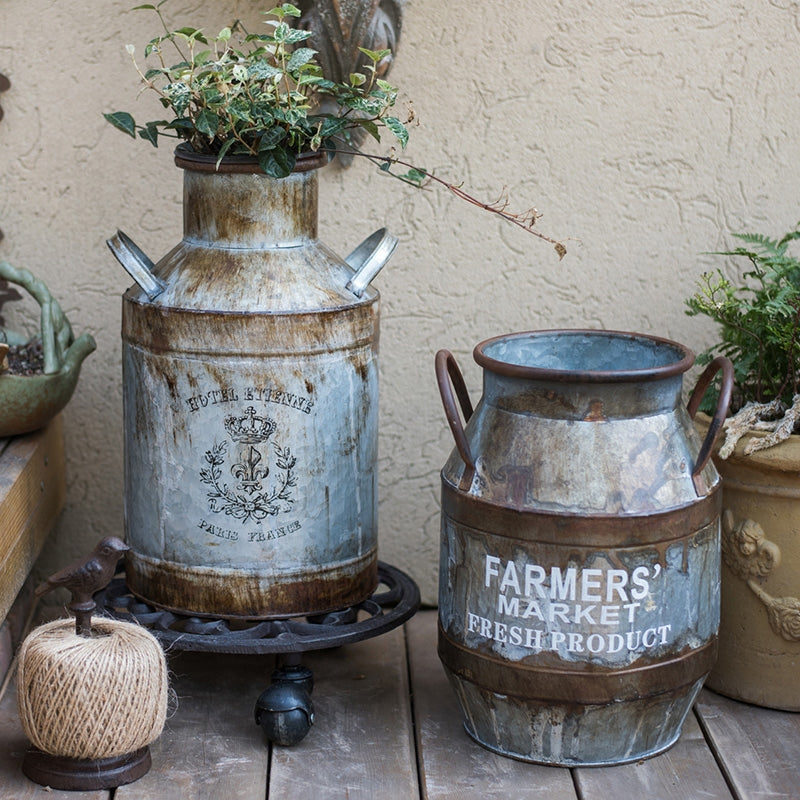 Rusty Metal Bucket Planter - Artistic Garden Decor