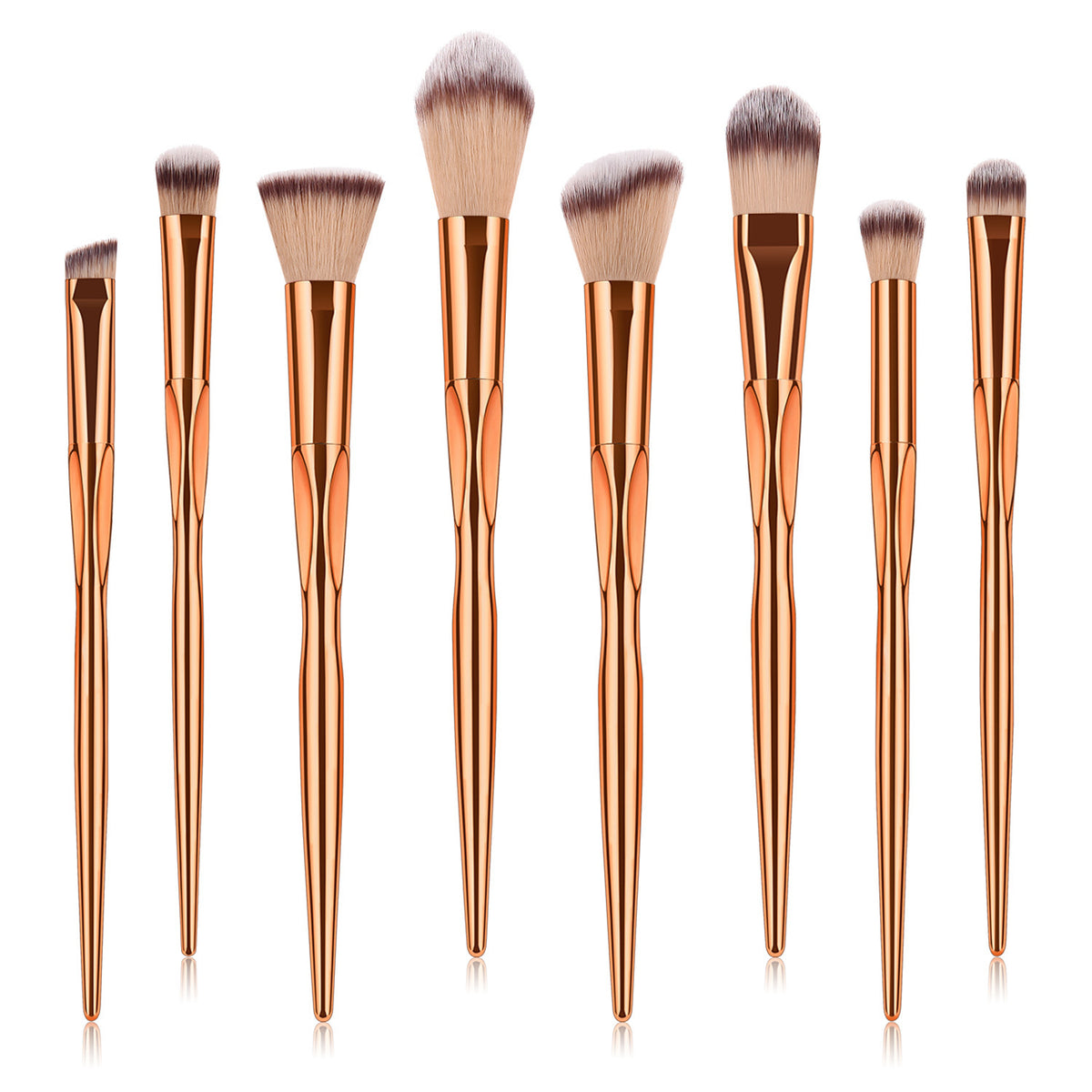8-Piece Makeup Brush Set in Rose Gold Heart Shape