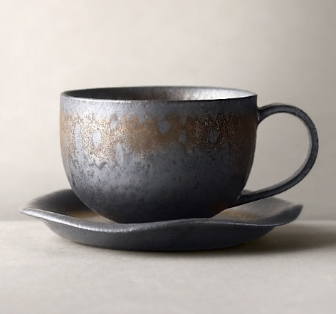 Black Vintage Handmade Ceramic Coffee Mug for Home
