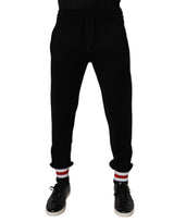 Dolce & Gabbana Black Wool Mid Waist Jogger Sweatpants Pants