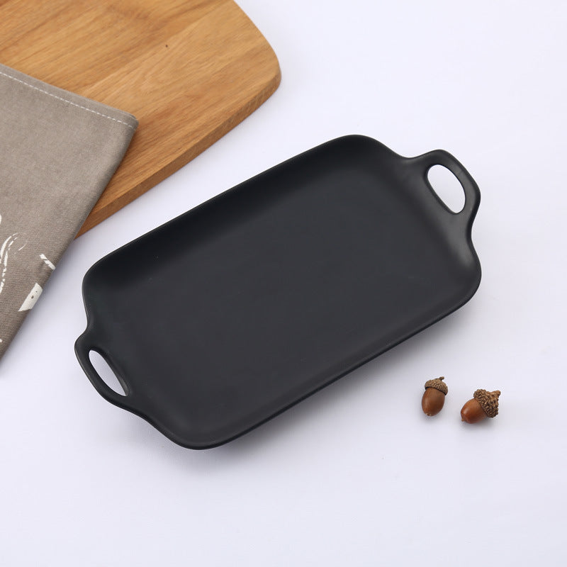 Double Handle Baking Dish, Home Ceramic Snack Plate