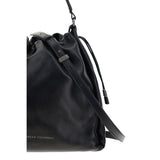 Brunello Cucinelli Black Calf Leather Bos Taurus Shoulder Bag