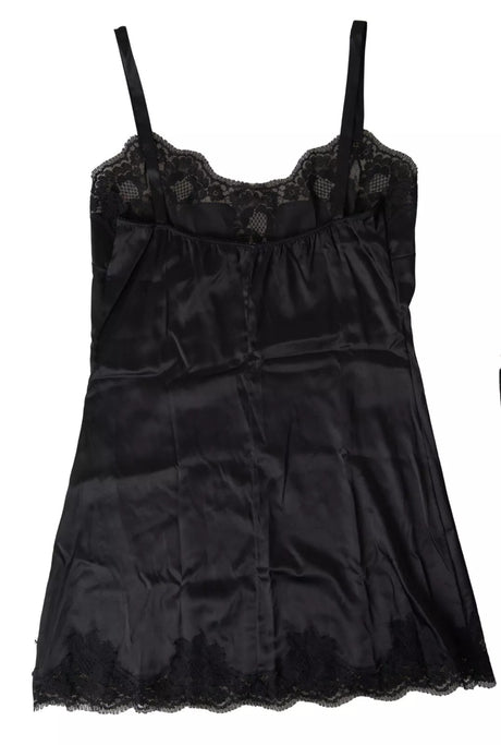 Dolce & Gabbana Black Lace Silk Sleepwear Camisole Top Underwear