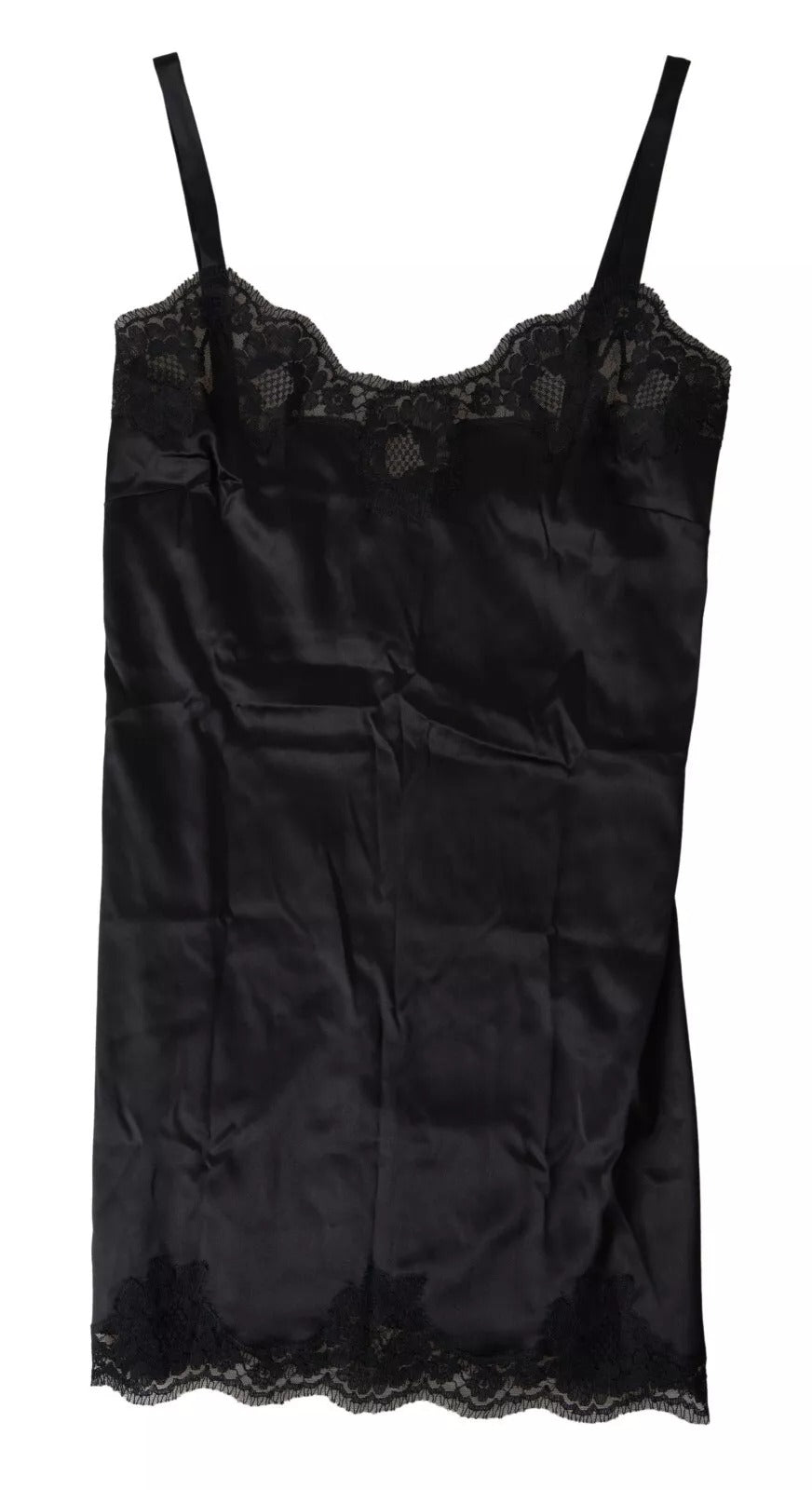 Dolce & Gabbana Black Lace Silk Sleepwear Camisole Top Underwear