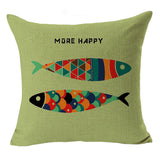 Nordic Fish Cartoon Hand-painted Car Pillow Cover