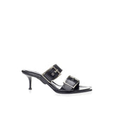 Alexander McQueen Black Leather Stiletto Heel Sandals