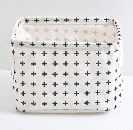 Desktop Makeup Organizer Storage Box with Linen Basket
