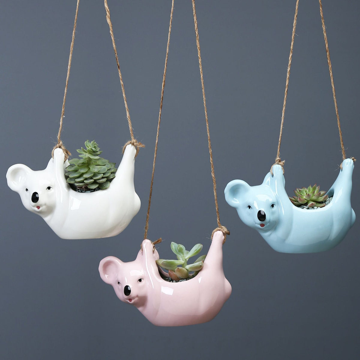Cute Cartoon Koala Hanging Basket Ceramic Planter