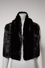 Dolce & Gabbana Black Fur Shawl Neck Wrap Cover Collar Scarf
