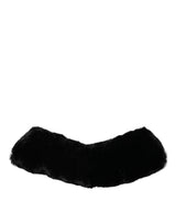 Dolce & Gabbana Black Lamb Fur Collar Women Neck Wrap Scarf