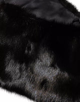 Dolce & Gabbana Black Fur Shawl Neck Wrap Cover Collar Scarf