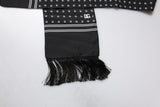 Dolce & Gabbana Black White Polka Dotted Silk Skinny Fringes Scarf