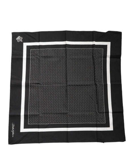Dolce & Gabbana Black Polka Dots Cotton Handkerchief Scarf