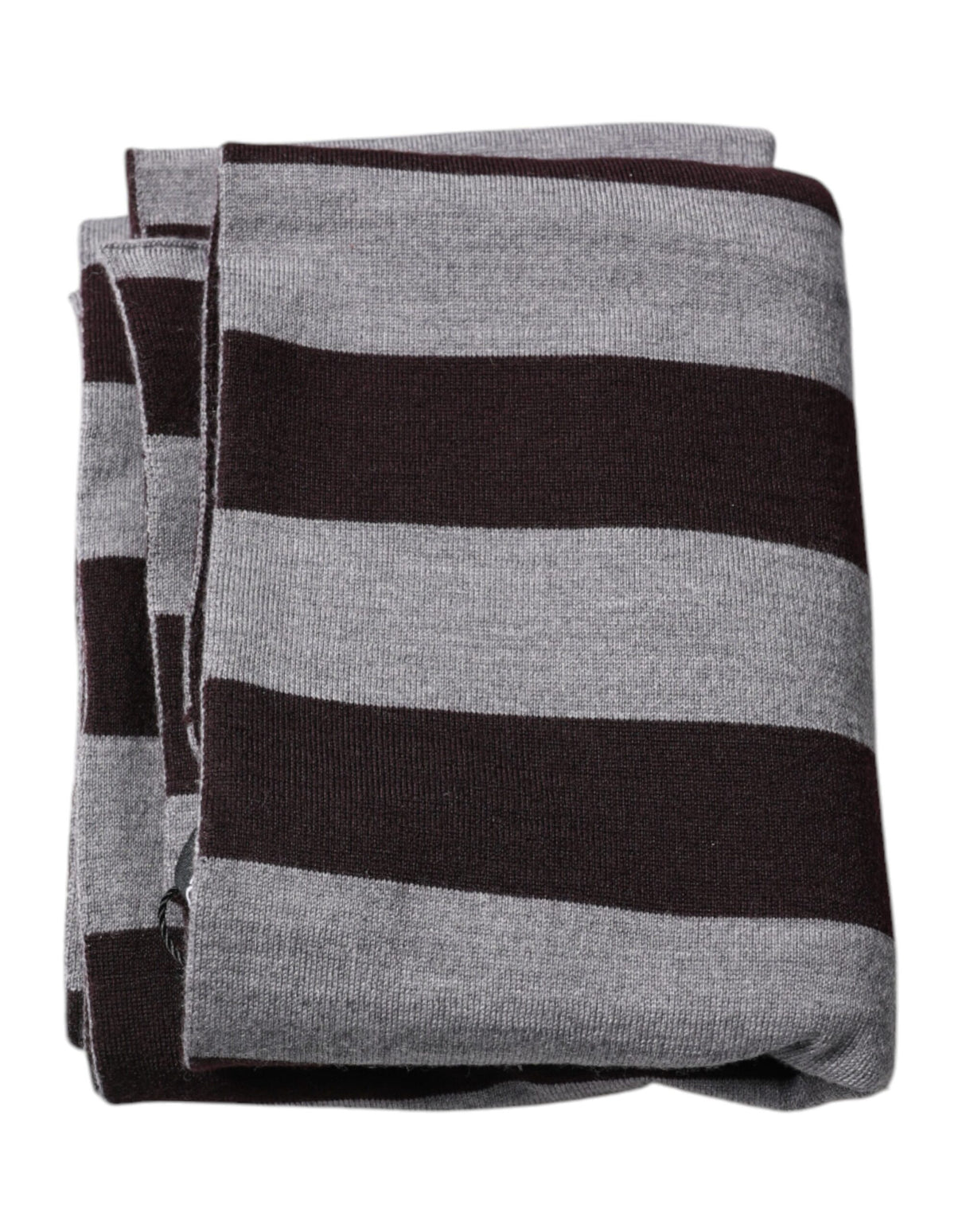 Dolce & Gabbana Black Gray Stripes Wool Neck Wrap Scarf