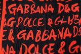 Dolce & Gabbana Black Red Logo Print Cotton Beach Towel