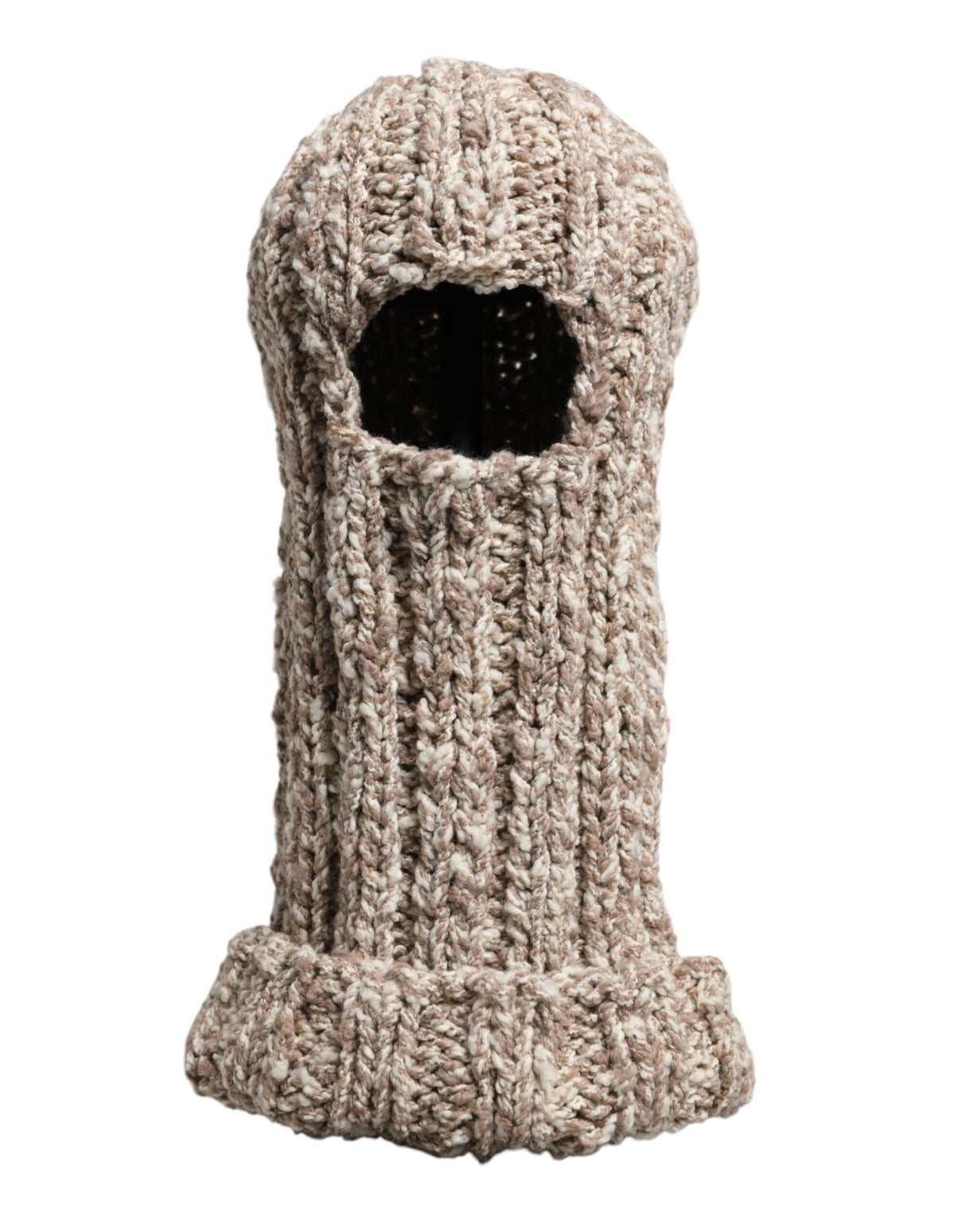 Dolce & Gabbana Beige Wool Knitted Ski Mask Balaclava Hat