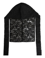 Dolce & Gabbana Black Floral Lace Whole Head Wrap Hat