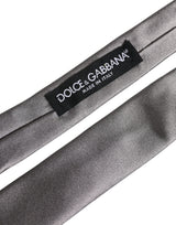 Dolce & Gabbana Metallic Silver Silk Adjustable Necktie Tie